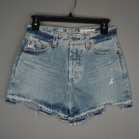 New AG Alexxis High Rise Wedgie Distressed Cut Off Denim Shorts size 25 - Picture 2 of 14